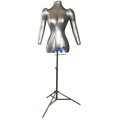 Inflatable Female Torso with Arms, with MS12 Stand, Silver